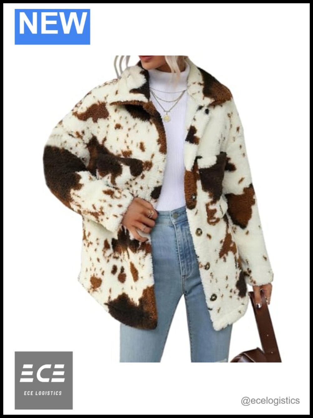 HBER Women's Faux Fur Jacket Long Sleeve Button Up Casual Trendy Coat